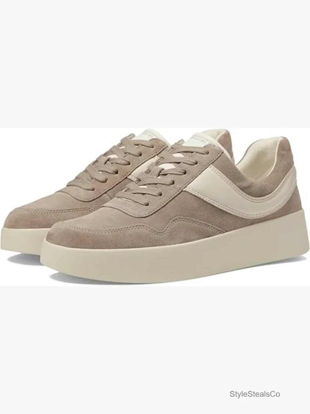 Vintage Retro Platform Sneakers Lace Up Leather Foam Sole - Picture 1 of 6